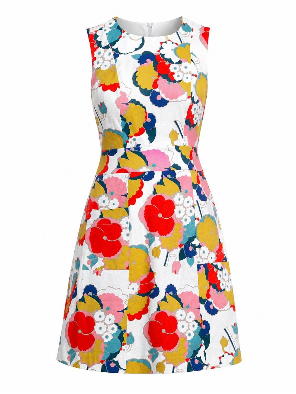 Boden Retro Pocket Dress  Multicolor Floral Print Dress With Front Pockets SZ 6